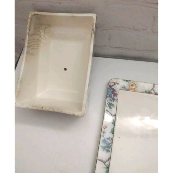 Royal Tudor Ware Barker Bros England Covered Butter Dish Bluebirds & Flowers - Picture 10 of 12